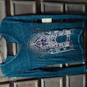TEAL Lucky Brand Long Sleeved t-shirt with faux wrap back Size XS